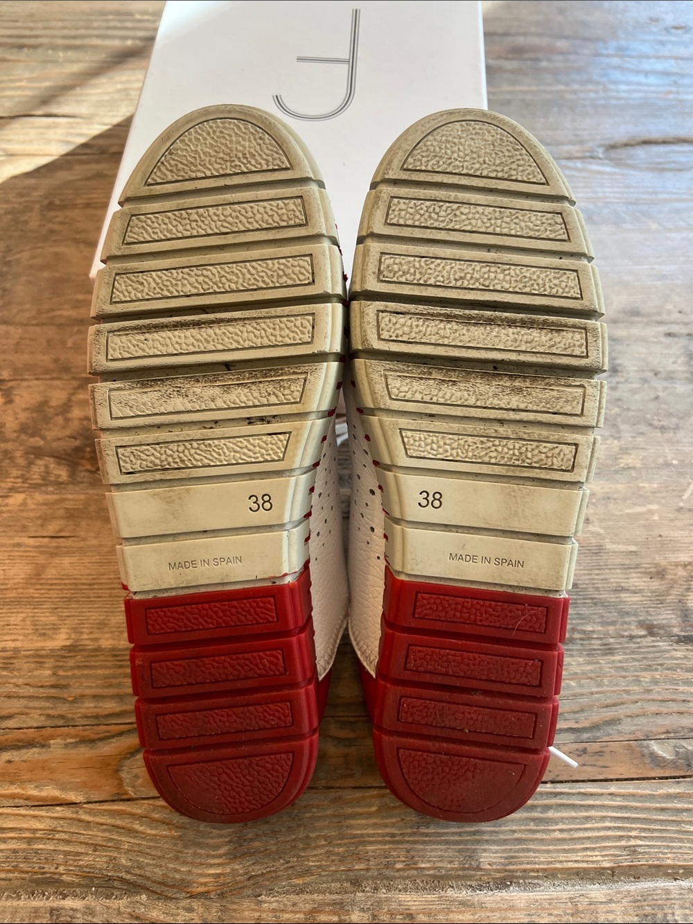 Fabiolas White and Red Leather Sneakers - Picture 4 of 5